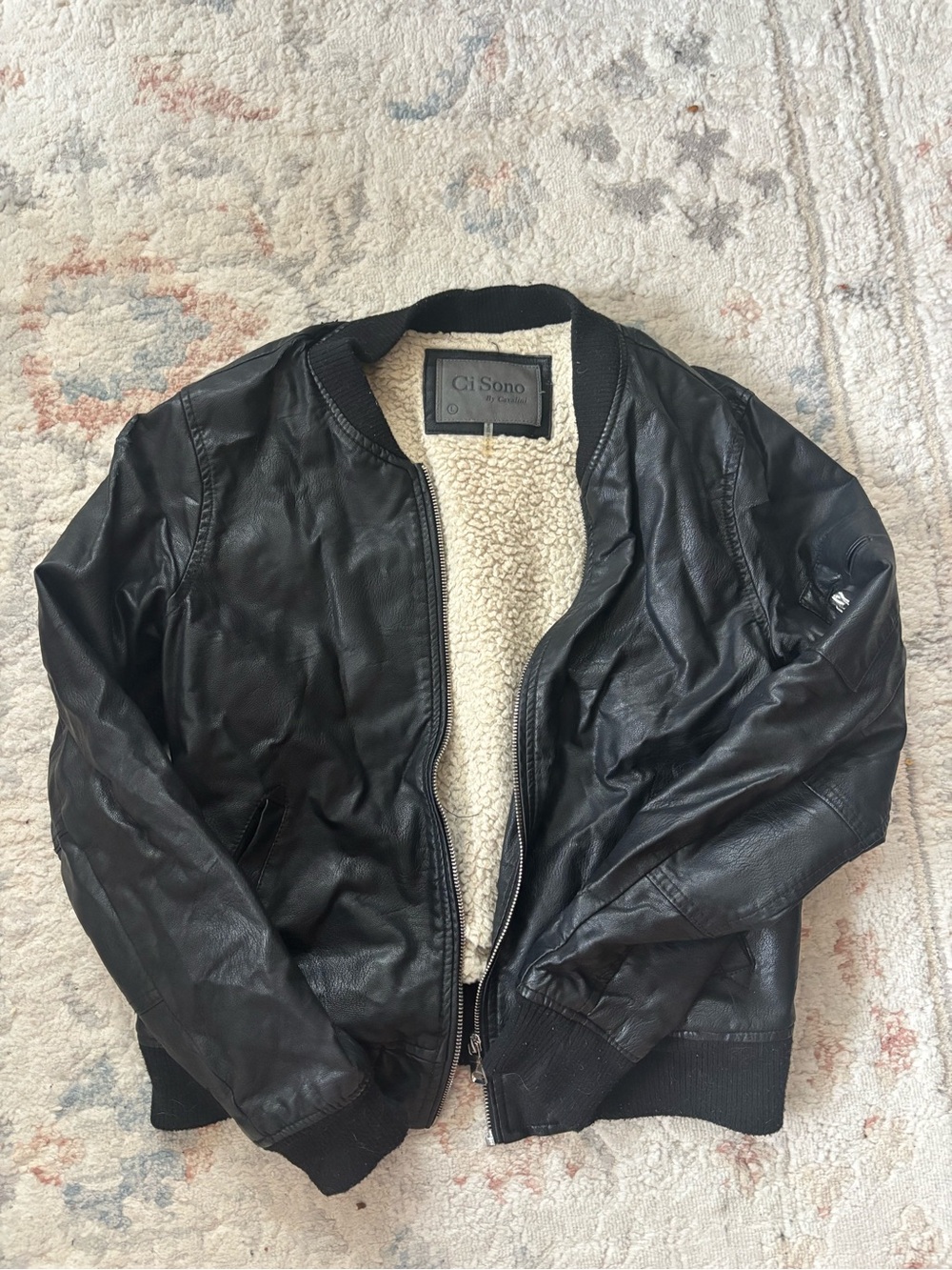 Ci Sono Faux Leather Bomber Jacket